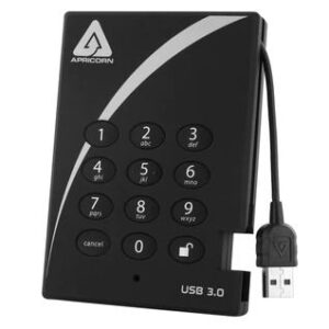 A253PL256500 Apricorn Aegis Padlock 500GB 5400RPM USB 3.0 8MB Cache Encrypted 2.5-inch External Hard Drive