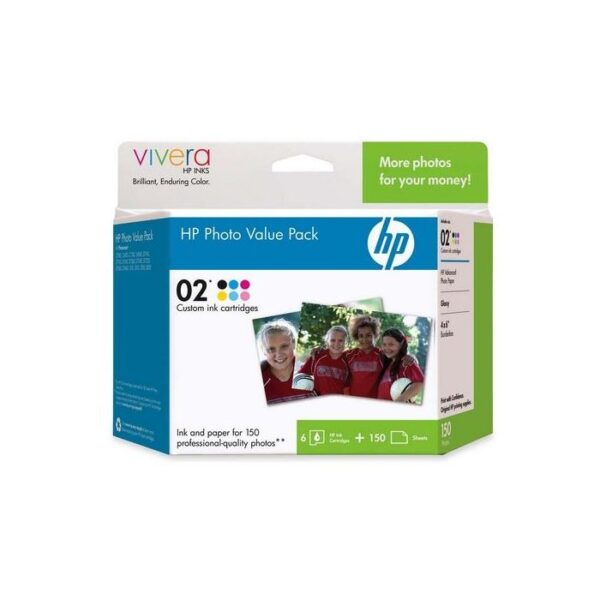 q7964an hp 02 series photo value pack print cartridges with 150 sheets advanced photo paper 659ea439059ab